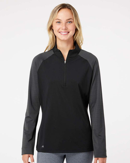 adidas Women's Ultimate365 Lightweight Raglan Quarter-Zip Pullover in Black, style A521