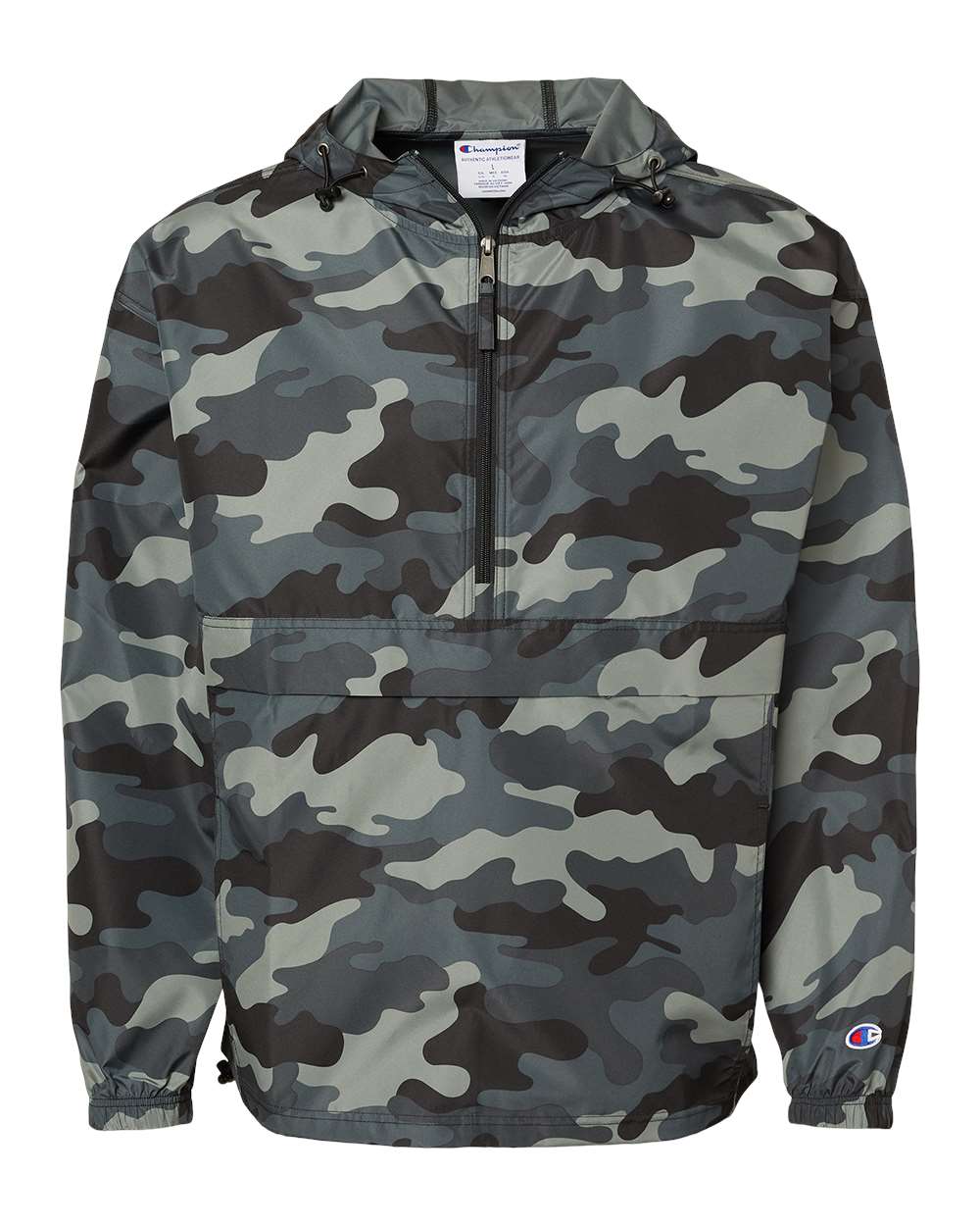 Champion Unisex Packable Anorak Jacket blank in Concrete Camo, style CO200