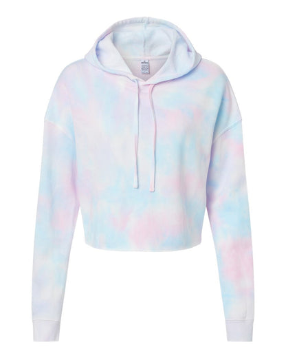 Independent Trading Co. AFX64CRP Women's Lightweight Crop Hoodie in Tie Dye Cotton Candy