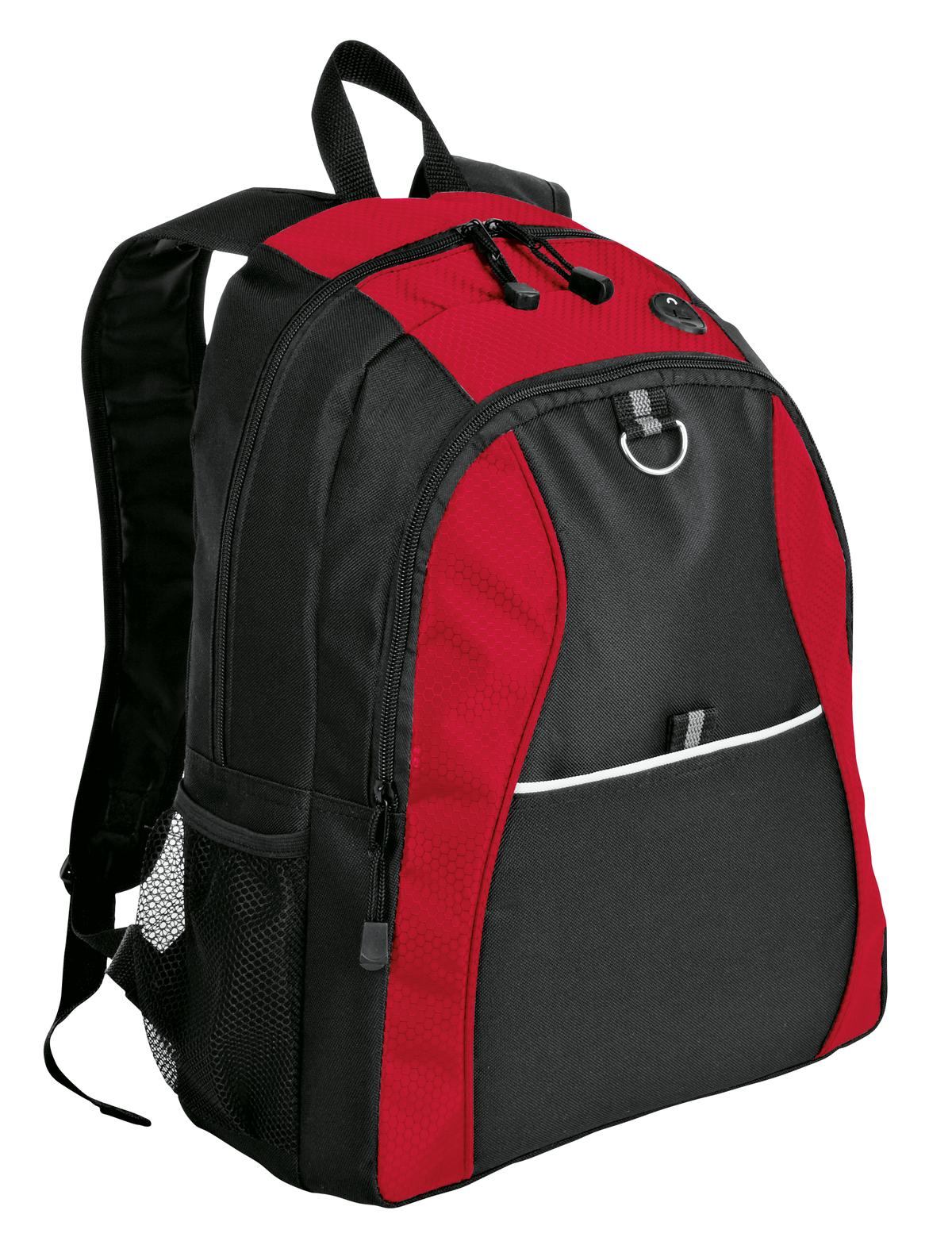 Port Authority Contrast Honeycomb Backpack BG1020 - Red/ Black