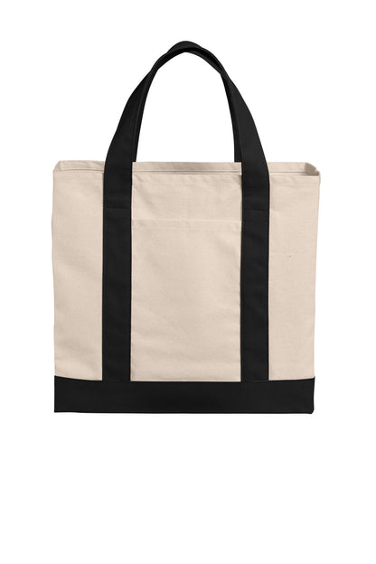 Port Authority Cotton Canvas Two-Tone Tote BG429 - Natural/ Deep Black