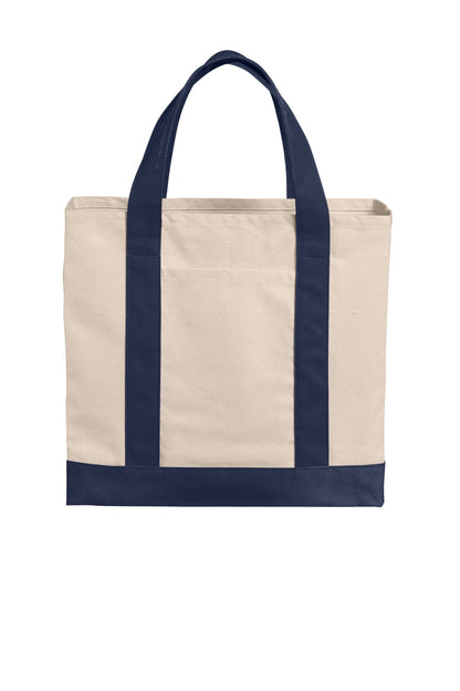 Port Authority Cotton Canvas Two-Tone Tote BG429 - Natural/ River Blue Navy