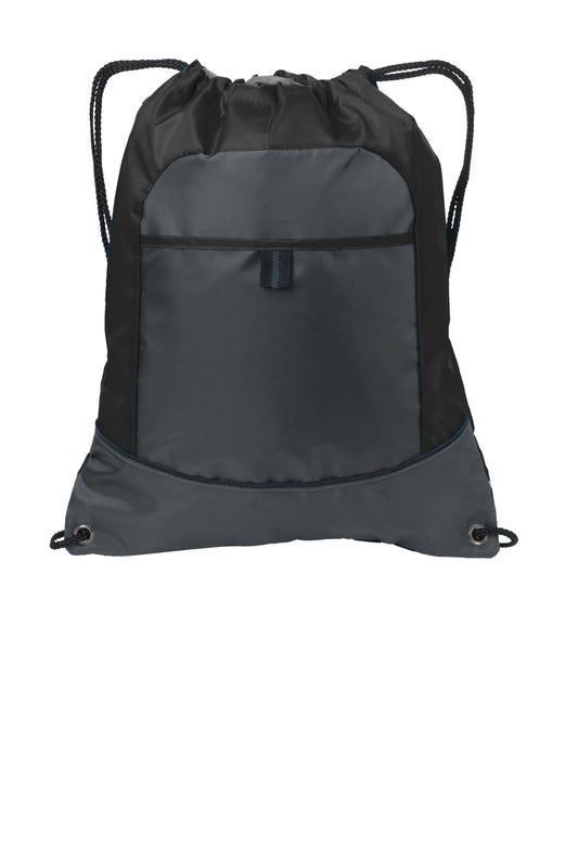 Port Authority Pocket Cinch Pack BG611 - Black/ Deep Smoke