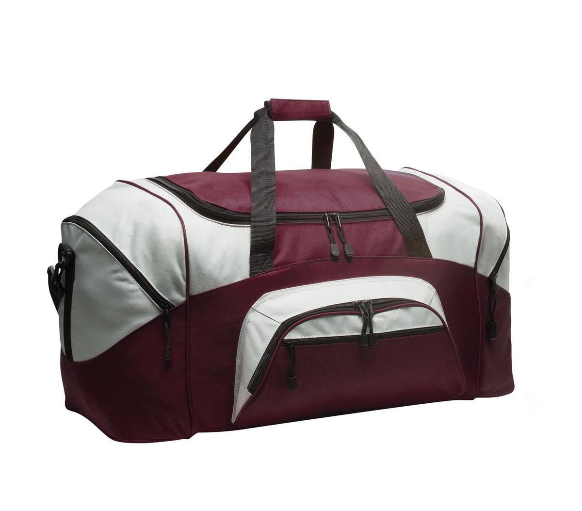 Port Authority Standard Colorblock Sport Duffel BG99 - Maroon/ Grey