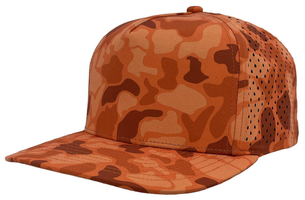 Zapped Headwear Blackhawk 5-Panel Hat - Blaze Orange Old school camo