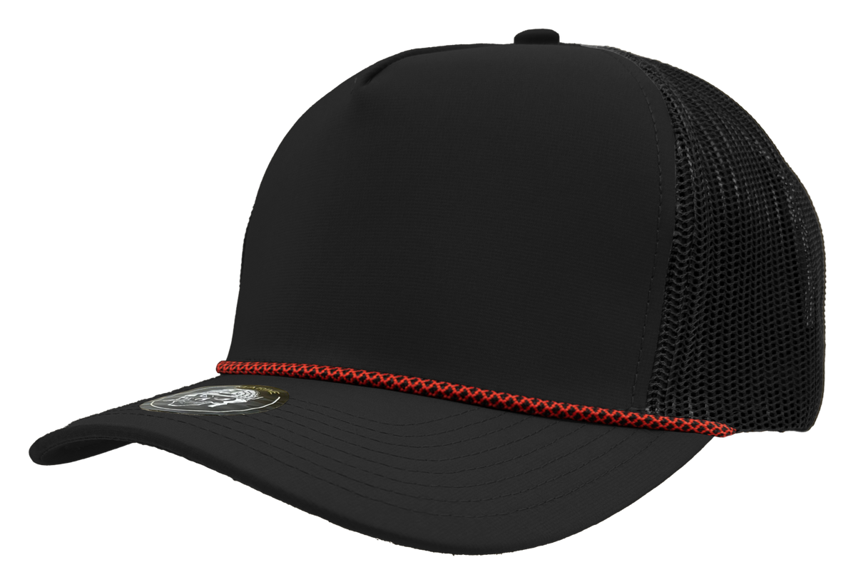 Zapped Headwear Marine R+ Rope Hat - Black-Red Chainlink Rope