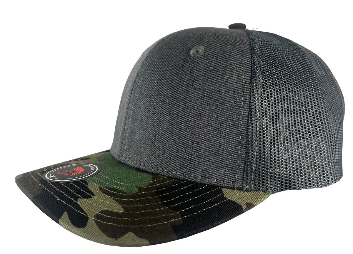 Zapped Headwear Warrior Trucker Hat - Heather Grey-Camo Bill