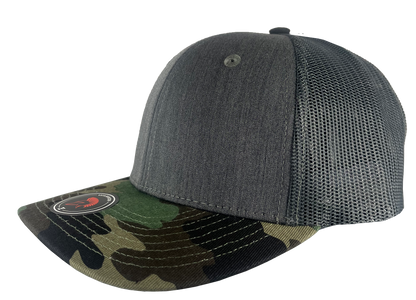 Zapped Headwear Warrior Trucker Hat - Heather Grey-Camo Bill