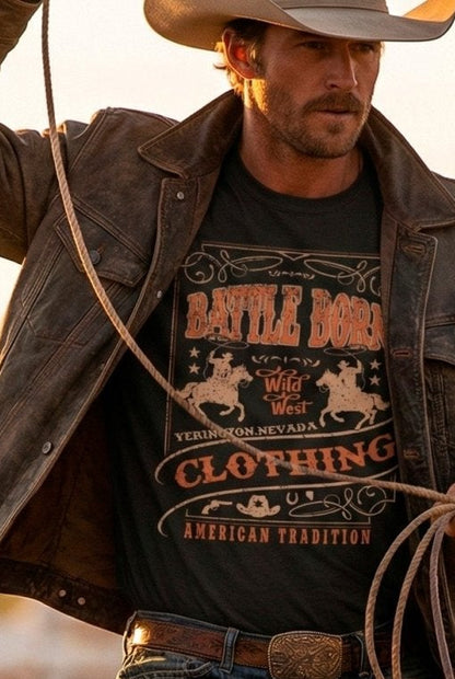 Battle Born Clothing "Wild West" Vintage Tee – Yerington, Nevada Graphic T-Shirt - Shop Battle Born Clothing