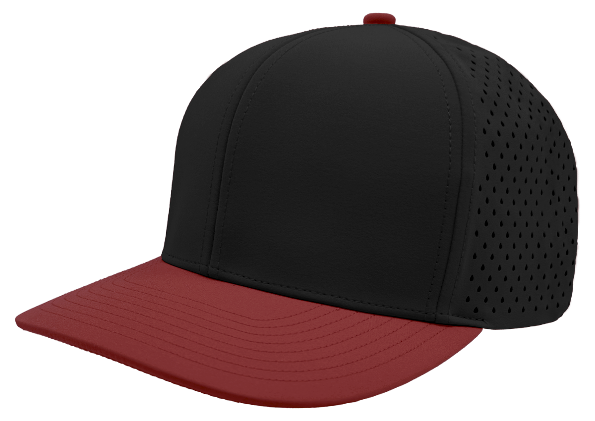Zapped Headwear Bomber 6-Panel Hat - Black-Maroon bill