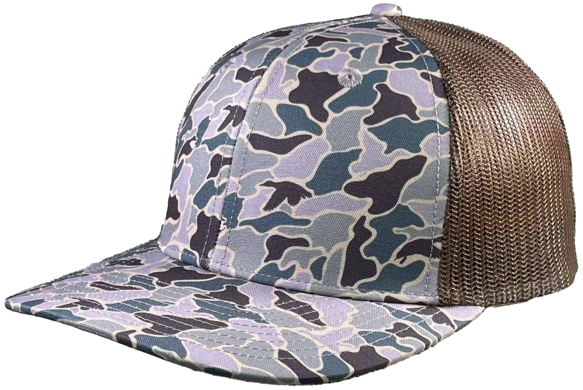 Zapped Headwear Warrior Trucker Hat - Old school camo Duck -Brown