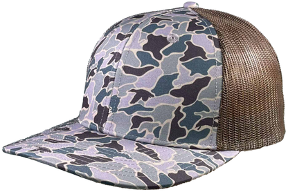Zapped Headwear Warrior Trucker Hat - Old school camo Duck -Brown