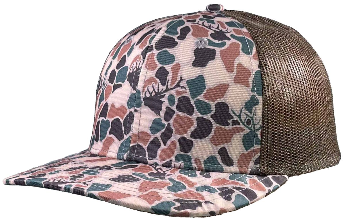 Zapped Headwear Warrior Trucker Hat - Old school camo Elk - Brown