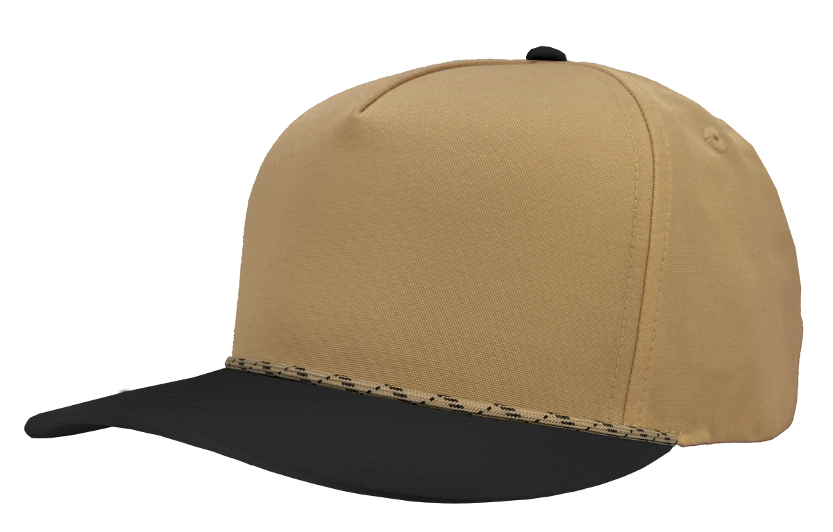 Zapped Headwear Patriot R+ Rope Hat - Khaki/Black bill-Khaki twist rope