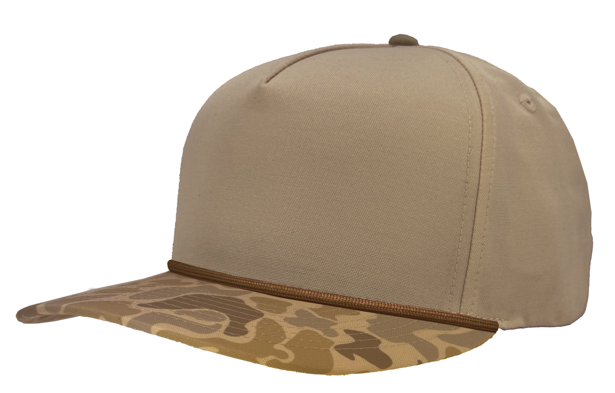 Zapped Headwear Patriot R+ Rope Hat - Khaki/Brown old school camo bill-Brown rope