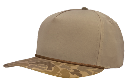 Zapped Headwear Patriot R+ Rope Hat - Khaki/Brown old school camo bill-Brown rope