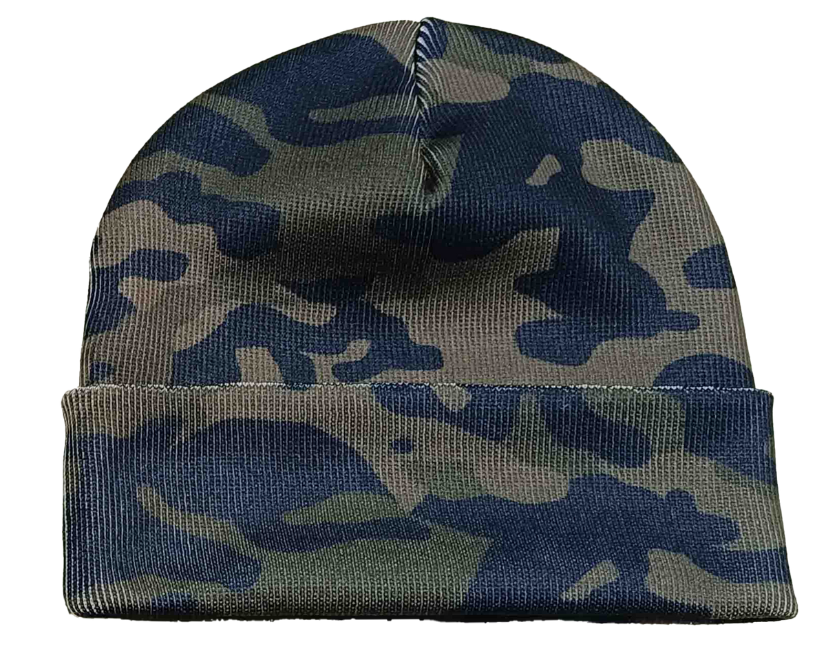 Zapped Headwear Pattern Cuff Beanie - Olive Camo