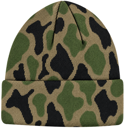 Zapped Headwear Woven Camo Cuff Beanie - Olive camo