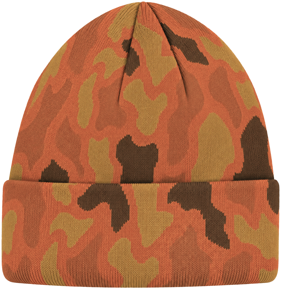 Zapped Headwear Woven Camo Cuff Beanie - Blaze orange camo