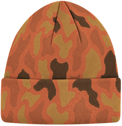 Zapped Headwear Woven Camo Cuff Beanie - Blaze orange camo