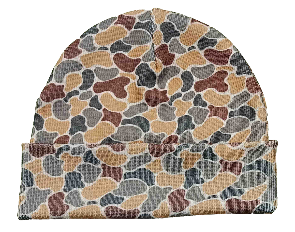 Zapped Headwear Pattern Cuff Beanie - Orange pebble camo