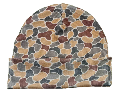 Zapped Headwear Pattern Cuff Beanie - Orange pebble camo