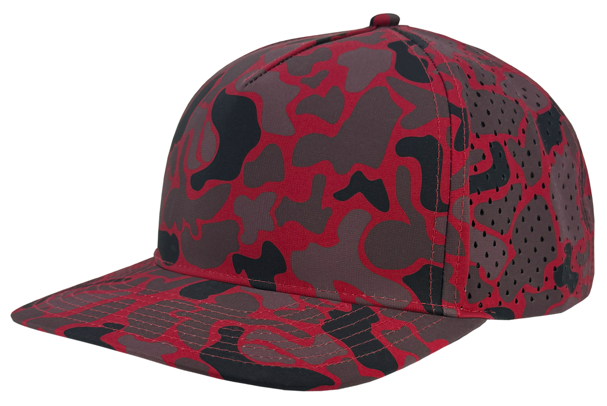 Zapped Headwear Blackhawk 5-Panel Hat - University Red old school camo