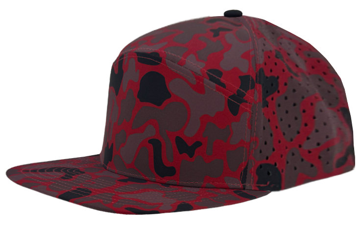 Zapped Headwear Osprey 7-Panel Hat - University Red old school camo