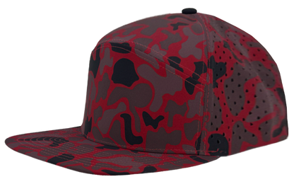Zapped Headwear Osprey 7-Panel Hat - University Red old school camo