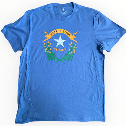 Traditional Nevada State Flag Battle Born Cotton Tee - Soft Ring - Spun T-Shirt | Battle Born Clothing - Shop Battle Born Clothing