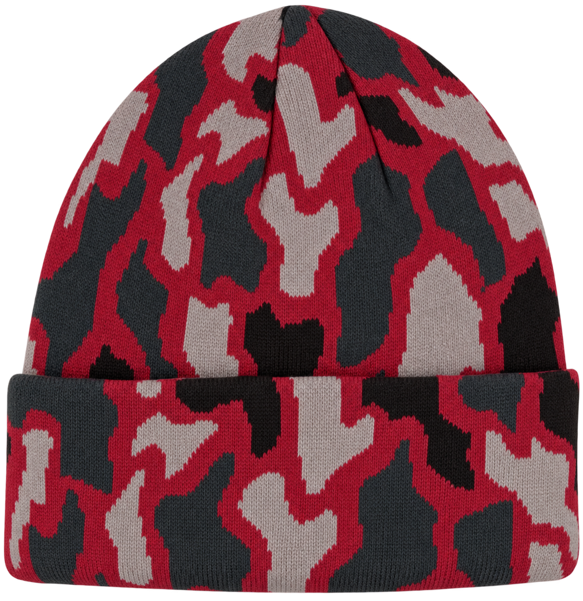 Zapped Headwear Woven Camo Cuff Beanie - University red camo