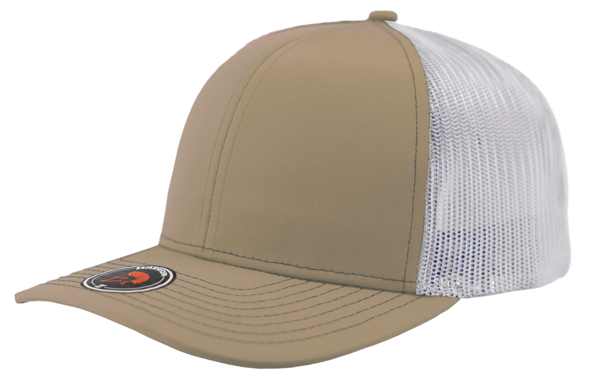 Zapped Headwear Warrior Trucker Hat - Khaki-White