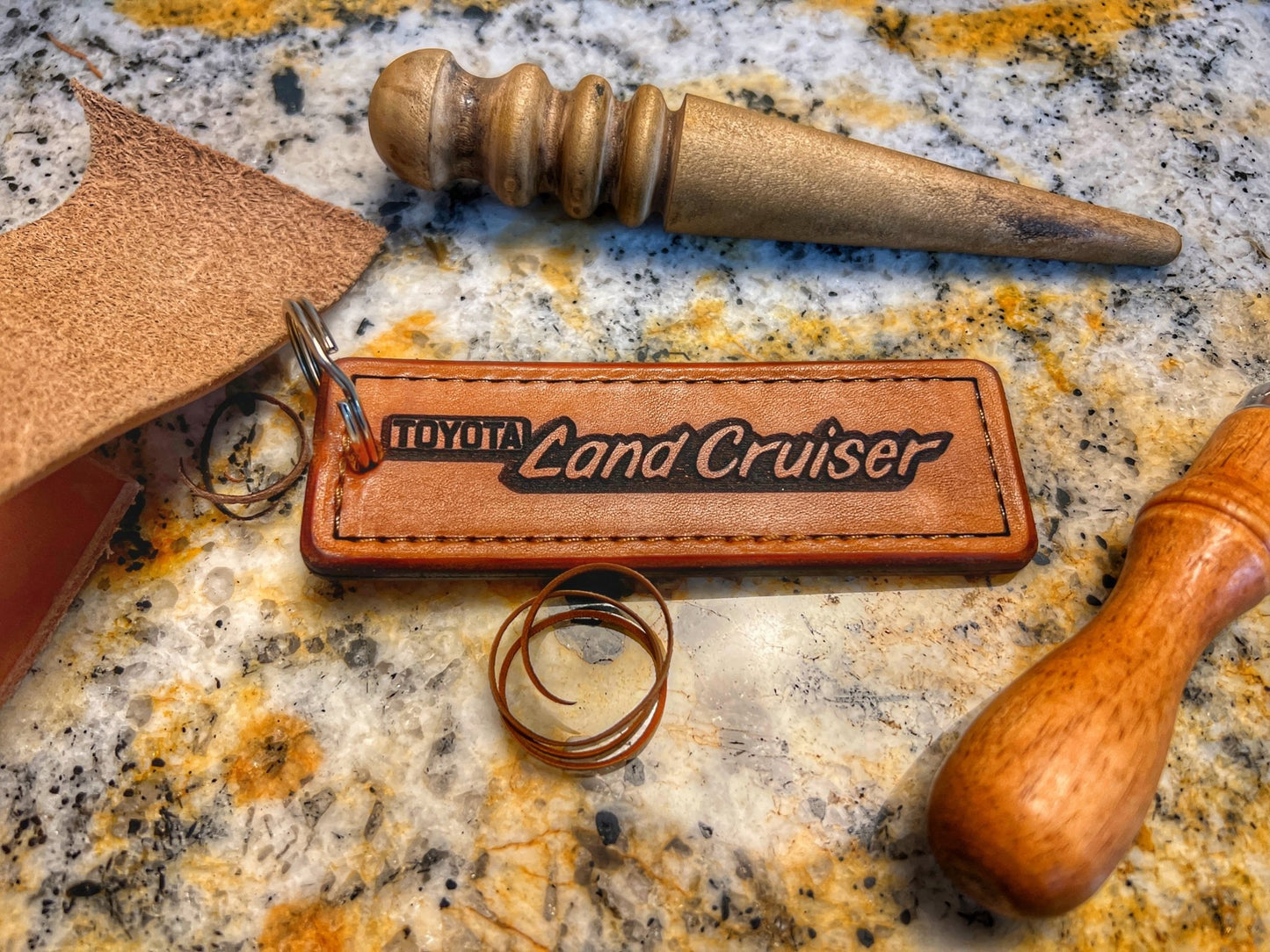 Classic Land Cruiser leather Keychain - Shop Battle Born Clothing